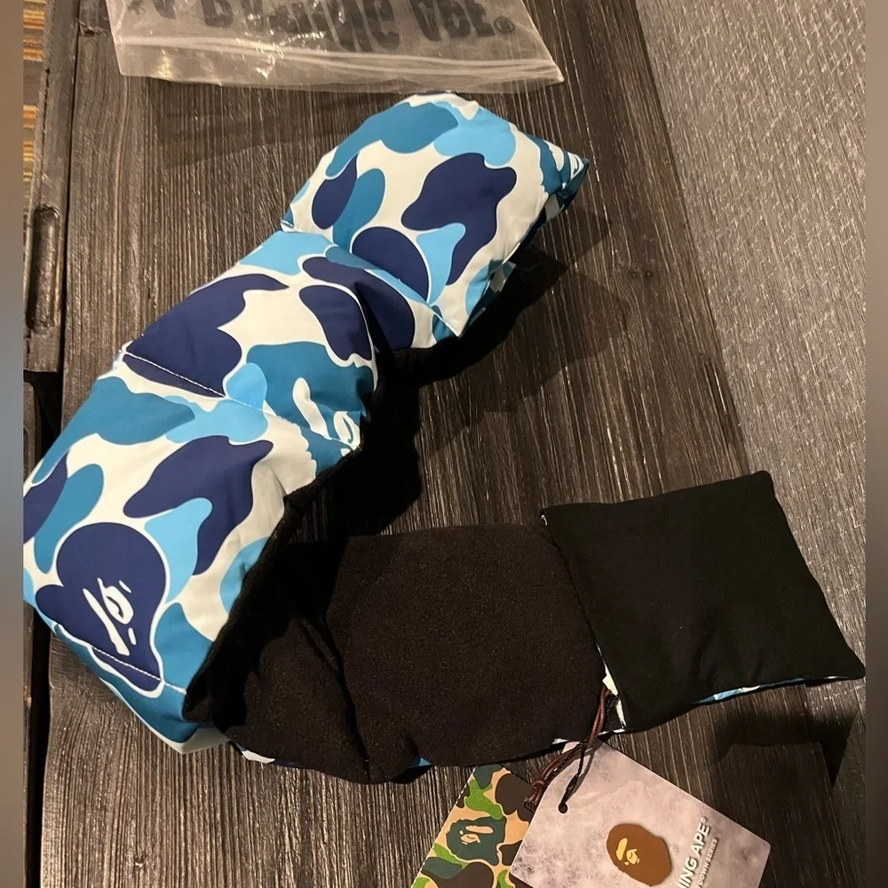 NWT Bape A Bathing Ape ABC Camo Pocket Fleece Scarf Blue